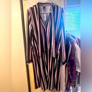 Ann Taylor Black and Pink Striped Long Sleeve Dress